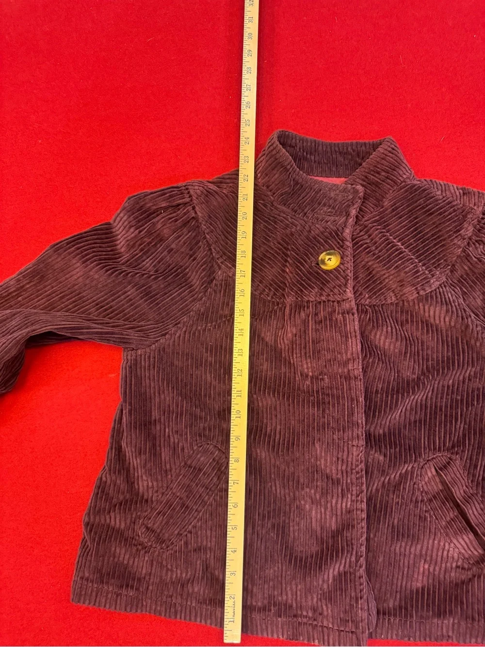 Izod Women’s Corduroy Cropped Pea Coat in Burgundy Size XL (Runs Small)